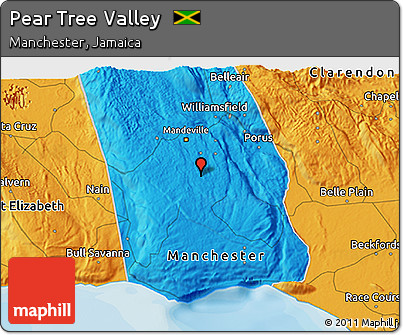 Political 3D Map of Pear Tree Valley