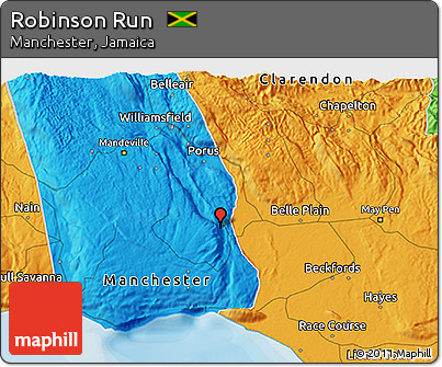 Political 3D Map of Robinson Run