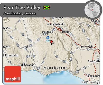 Shaded Relief Map of Pear Tree Valley
