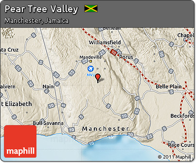Shaded Relief Map of Pear Tree Valley