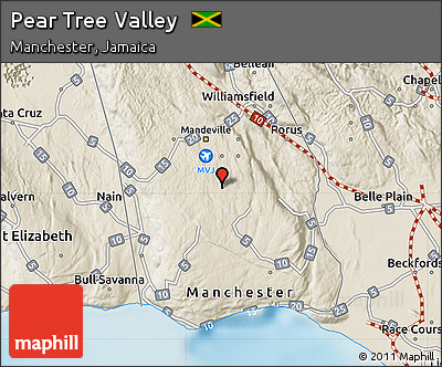 Shaded Relief Map of Pear Tree Valley