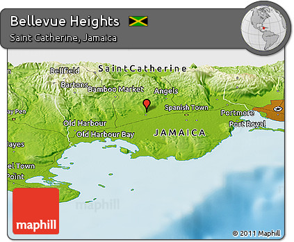 Physical Panoramic Map of Bellevue Heights