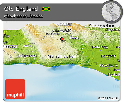 Physical Panoramic Map of Old England