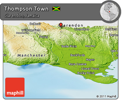 Physical Panoramic Map of Thompson Town