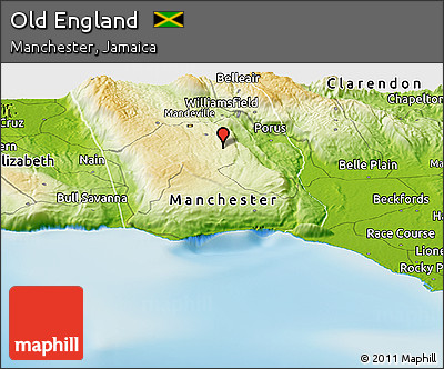 Physical Panoramic Map of Old England