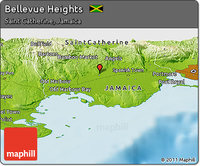 Physical Panoramic Map of Bellevue Heights