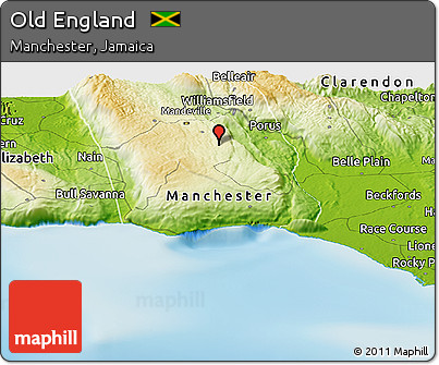 Physical Panoramic Map of Old England