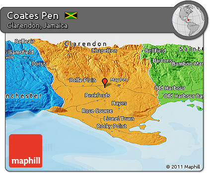 Political Panoramic Map of Coates Pen