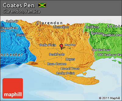 Political Panoramic Map of Coates Pen