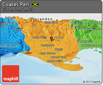 Political Panoramic Map of Coates Pen