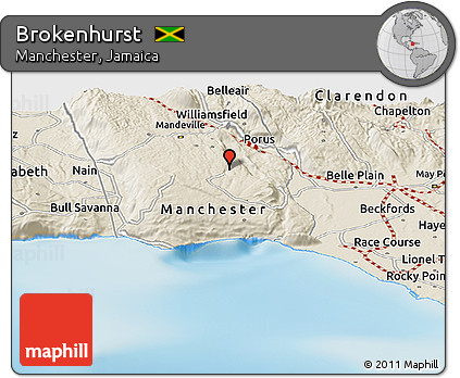 Shaded Relief Panoramic Map of Brokenhurst