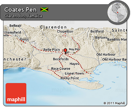 Shaded Relief Panoramic Map of Coates Pen