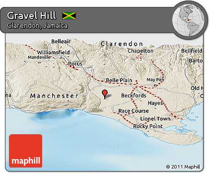 Shaded Relief Panoramic Map of Gravel Hill