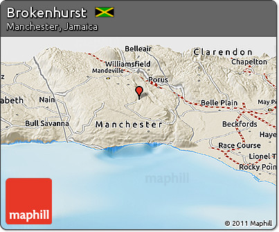 Shaded Relief Panoramic Map of Brokenhurst
