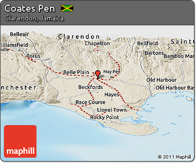 Shaded Relief Panoramic Map of Coates Pen