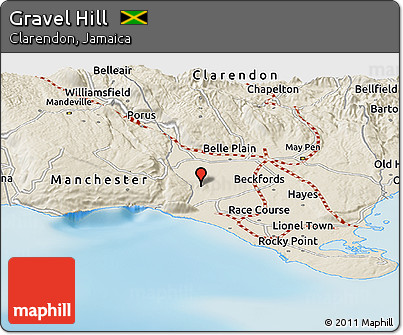 Shaded Relief Panoramic Map of Gravel Hill