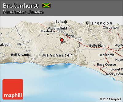 Shaded Relief Panoramic Map of Brokenhurst