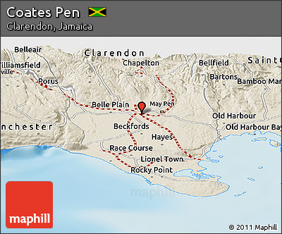 Shaded Relief Panoramic Map of Coates Pen
