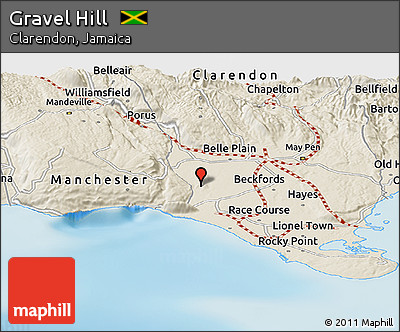 Shaded Relief Panoramic Map of Gravel Hill