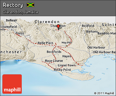 Shaded Relief Panoramic Map of Rectory