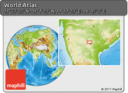 Physical Location Map of the Area around 17° 50' 55" N, 78° 16' 30" E