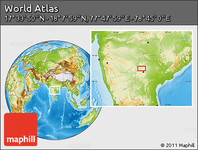 Physical Location Map of the Area around 17° 50' 55" N, 78° 16' 30" E