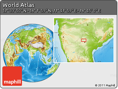 Physical Location Map of the Area around 17° 50' 55" N, 78° 16' 30" E