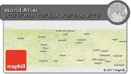 Physical Panoramic Map of the Area around 17° 50' 55" N, 78° 16' 30" E
