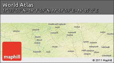 Physical Panoramic Map of the Area around 17° 50' 55" N, 78° 16' 30" E