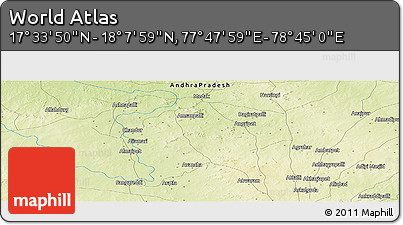 Physical Panoramic Map of the Area around 17° 50' 55" N, 78° 16' 30" E