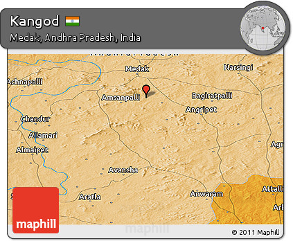 Political Panoramic Map of Kangod