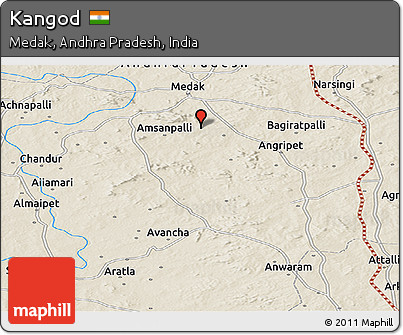 Shaded Relief Panoramic Map of Kangod