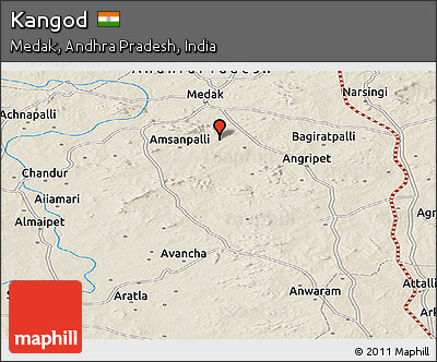 Shaded Relief Panoramic Map of Kangod