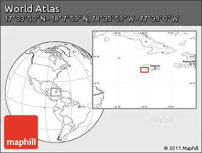 Blank Location Map of the Area around 17° 50' 55" N, 78° 7' 30" W