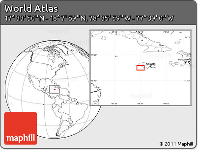 Blank Location Map of the Area around 17° 50' 55" N, 78° 7' 30" W