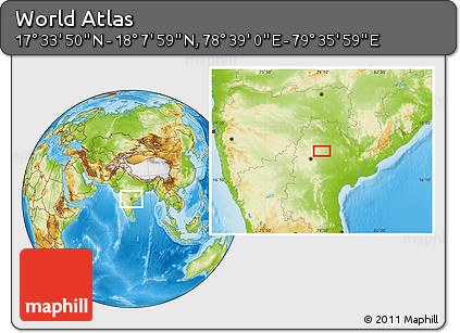Physical Location Map of the Area around 17° 50' 55" N, 79° 7' 30" E
