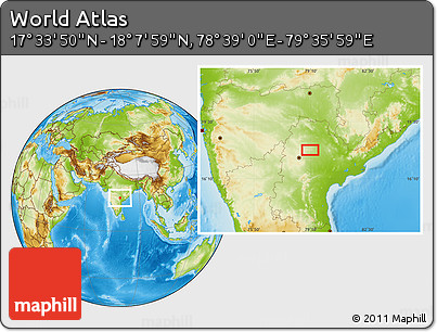 Physical Location Map of the Area around 17° 50' 55" N, 79° 7' 30" E
