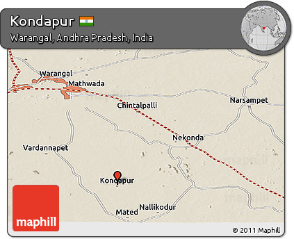 Shaded Relief Panoramic Map of Kondapur