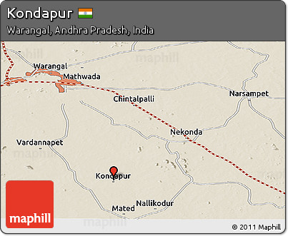 Shaded Relief Panoramic Map of Kondapur