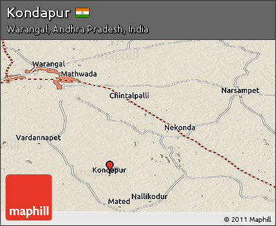 Shaded Relief Panoramic Map of Kondapur
