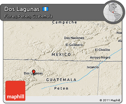 Shaded Relief Panoramic Map of Dos Lagunas