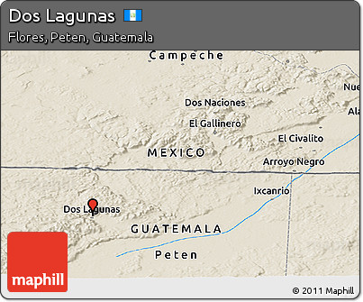 Shaded Relief Panoramic Map of Dos Lagunas