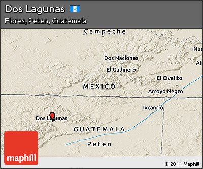 Shaded Relief Panoramic Map of Dos Lagunas