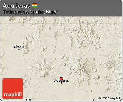 Shaded Relief Map of Aouderas