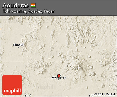 Shaded Relief Map of Aouderas