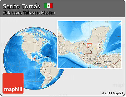 Shaded Relief Location Map of Santo Tomás