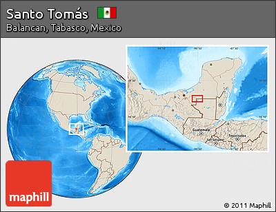Shaded Relief Location Map of Santo Tomás
