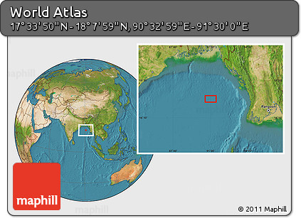Satellite Location Map of the Area around 17° 50' 55" N, 91° 1' 30" E