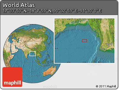 Satellite Location Map of the Area around 17° 50' 55" N, 91° 1' 30" E