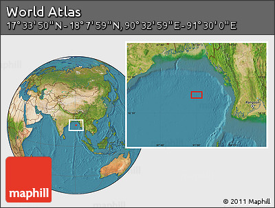 Satellite Location Map of the Area around 17° 50' 55" N, 91° 1' 30" E